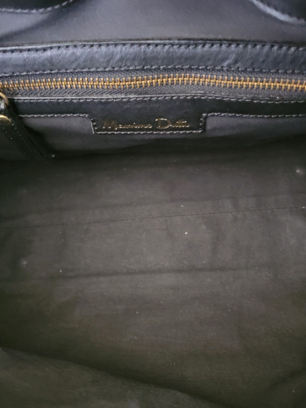 Massimo Dutti Black Leather Satchel with Gold Hardware - Picture 8 of 10